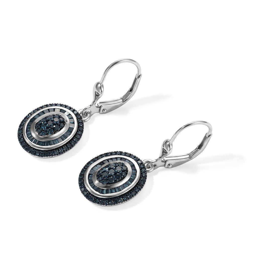 D'Joy Blauer Diamant Ohrringe 925 Silber Rhodiniert ca. 1,00 ct.