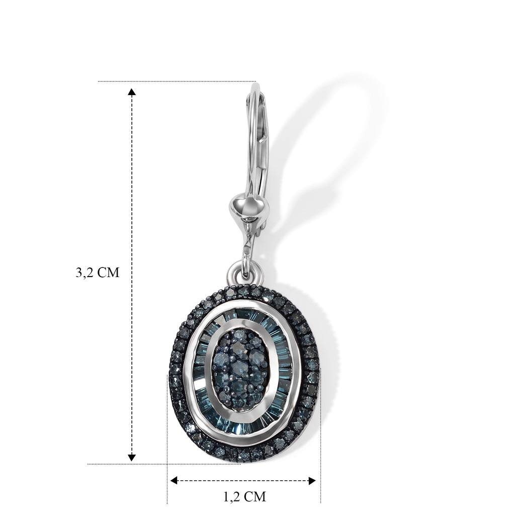 D'Joy Blauer Diamant Ohrringe 925 Silber Rhodiniert ca. 1,00 ct.