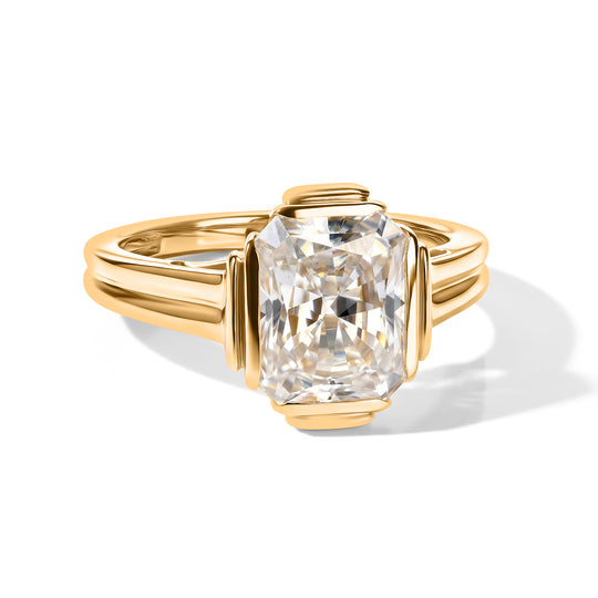 D'Joy Moissanit Ring 925 Silber 750 Gelbgold vermeil (Größe 19.00) ca. 3,53 ct