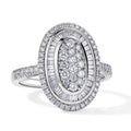 D'Joy Weißer Diamant Ring 925 Silber Rhodiniert (Größe 17.00) ca. 1,00 ct