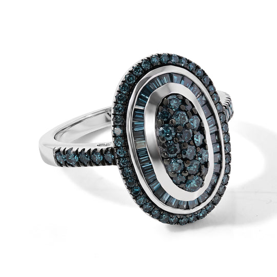 D'Joy Weißer Diamant Ring 925 Silber Rhodiniert (Größe 18.00) ca. 1,00 ct