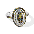 D'Joy Natürlicher Champagner Diamant, Grüner Diamant Ring 925 Silber Rhodiniert (Größe 16.00) ca. 1,01 ct