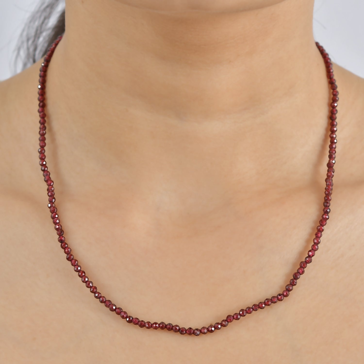 EVER TRUE Natürlicher Rhodolith Granat Halskette ca. 45 cm 316L Edelstahl ca. 48,00 ct.
