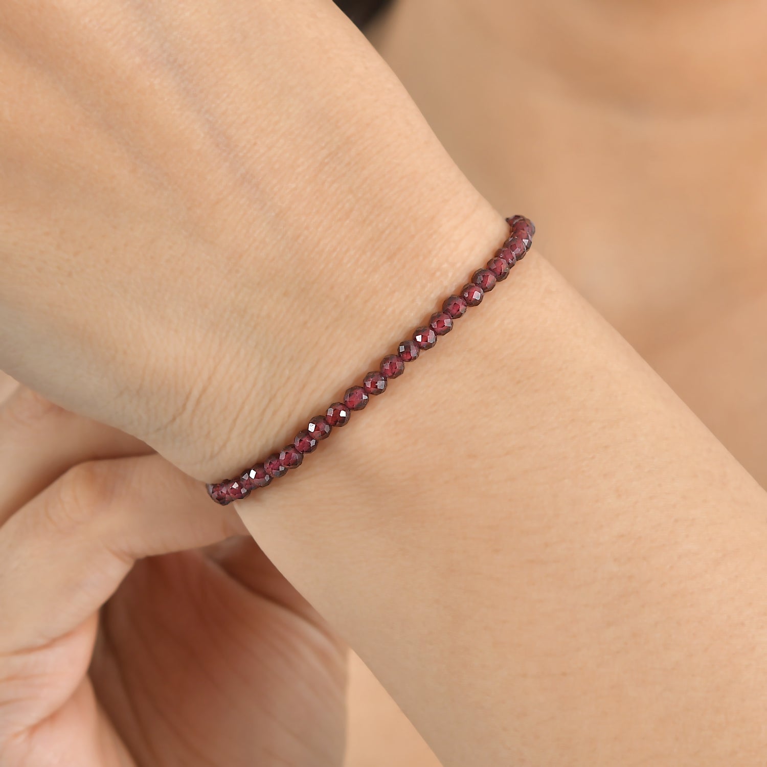EVER TRUE Natürlicher Rhodolith Granat Armband ca. 19 cm 316L Edelstahl ca. 18,00 ct.