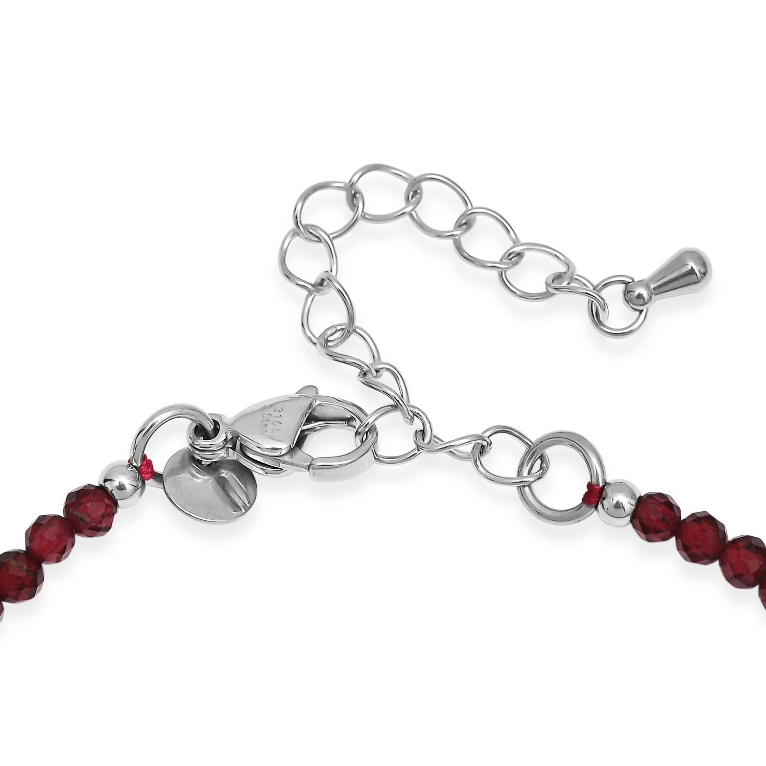 EVER TRUE Natürlicher Rhodolith Granat Armband ca. 19 cm 316L Edelstahl ca. 18,00 ct.