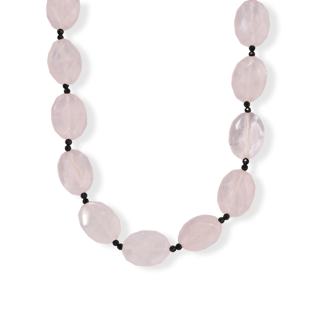 EVER TRUE Rosenquarz, Schwarzer Spinell Halskette ca. 50 cm Nickelfreies Messing Platiniert ca. 210.00 ct