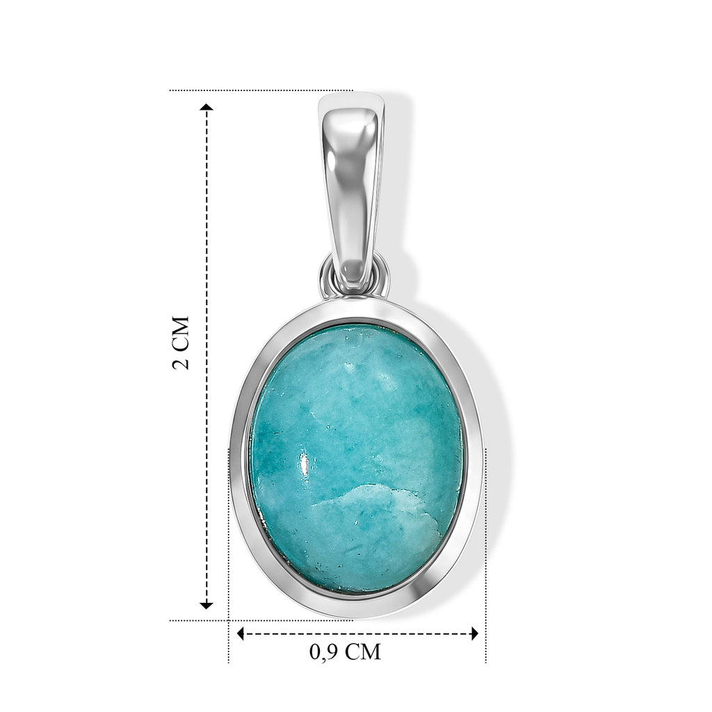 D'Joy Amazonit Anhänger 925 Silber Rhodiniert ca. 2.79 ct