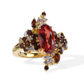 D'Joy Lab Grown Padparadscha-Saphir, Mosambik Granat Ring 925 Silber Rhodiniert und 750 Gelbgold Vermeil (Größe 17.00) ca. 4,39 ct