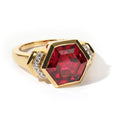 LUXURIANT - AAA Lab Grown Rubin, Weißer Zirkon Ring 925 Silber 750 Gelbgold vermeil (Größe 18.00) ca. 10,40 ct