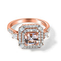 D'Joy AA Rosa Morganit, Moissanit AGI zertifiziert Ring 925 Silber 750 Roségold vermeil (Größe 20.00) ca. 1,71 ct
