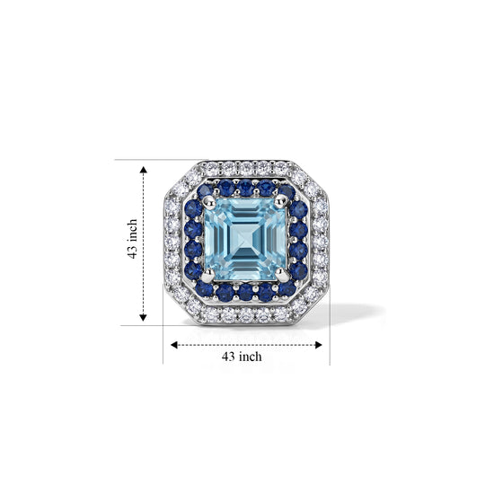 D'Joy AA blaue Zirkon, blaue Saphir und Moissanit Halo Ohrringe, 925 Silber rhodiniert - 3,37 ct.