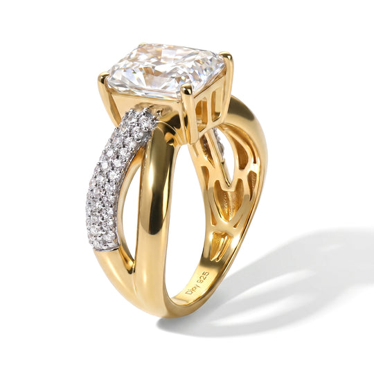 D'Joy Moissanit Ring 925 Silber 750 Gelbgold vermeil (Größe 21.00) ca. 4,01 ct