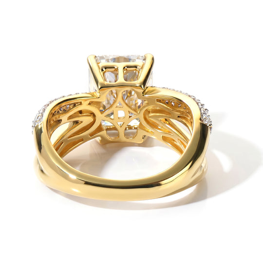 D'Joy Moissanit Ring 925 Silber 750 Gelbgold vermeil (Größe 21.00) ca. 4,01 ct