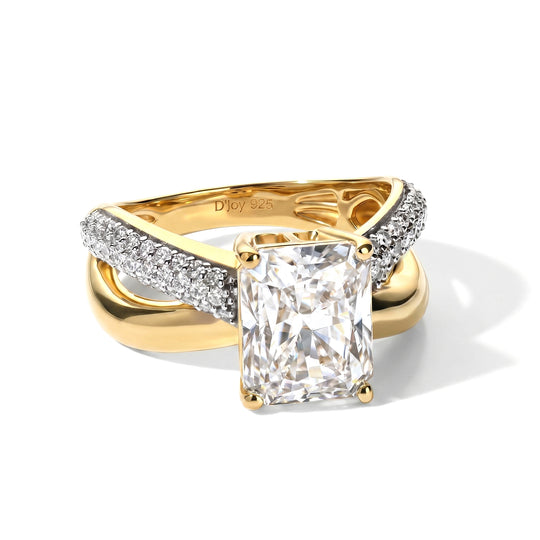 D'Joy Moissanit Ring 925 Silber 750 Gelbgold vermeil (Größe 21.00) ca. 4,01 ct