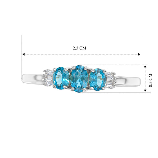 D'Joy Neon Apatit und Diamant Ring, 925 Silber platiniert - 0,65 ct.