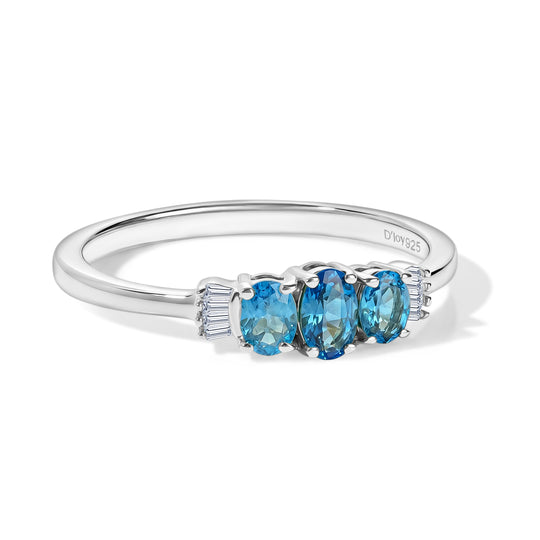 D'Joy Neon Apatit und Diamant Ring, 925 Silber platiniert - 0,65 ct.