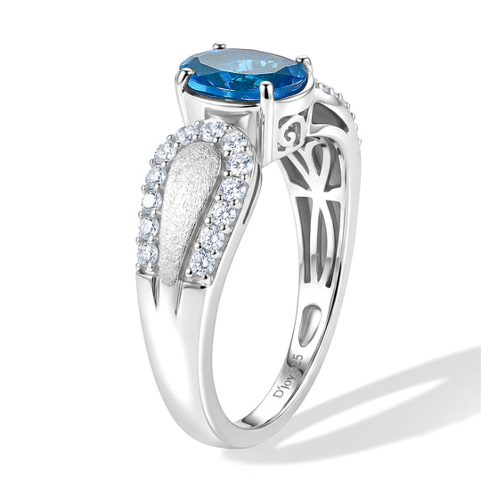D'Joy Neon Apatit, Weißer Zirkon Ring 925 Silber Rhodiniert (Größe 21.00) ca. 1,92 ct