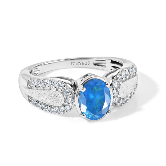 D'Joy Neon Apatit, Weißer Zirkon Ring 925 Silber Rhodiniert (Größe 21.00) ca. 1,92 ct