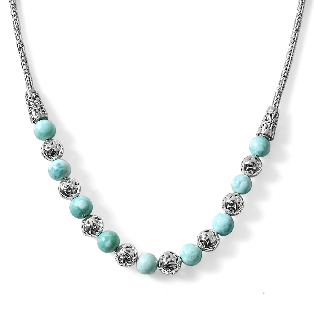 D'Joy AA Larimar Halskette ca. 50 cm 925 Silber ca. 34,46 ct.
