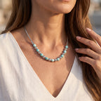 D'Joy AA Larimar Halskette ca. 50 cm 925 Silber ca. 34,46 ct.