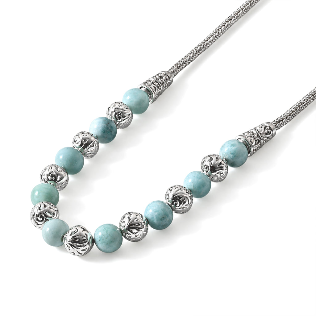 D'Joy AA Larimar Halskette ca. 50 cm 925 Silber ca. 34,46 ct.