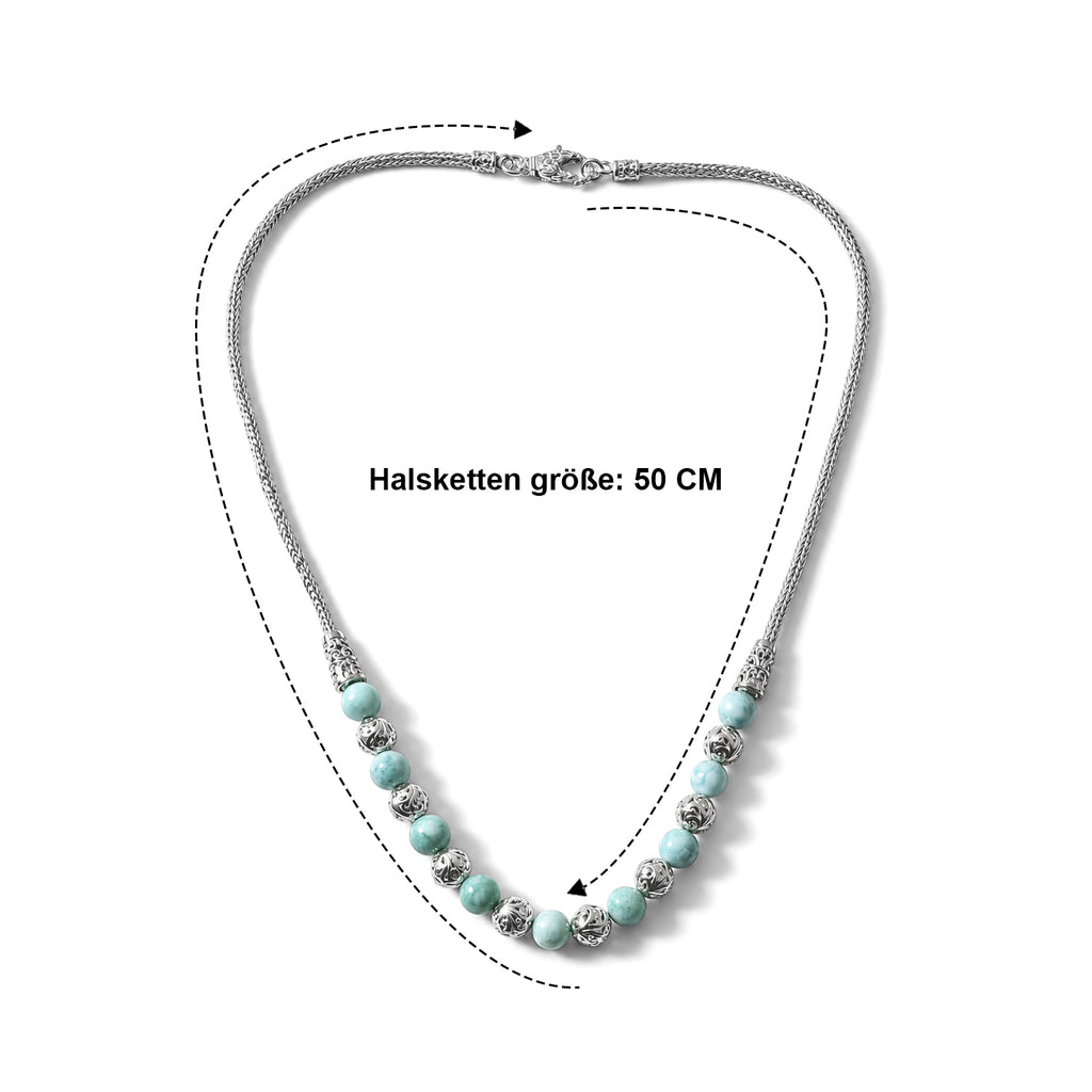 D'Joy AA Larimar Halskette ca. 50 cm 925 Silber ca. 34,46 ct.