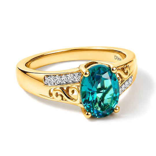 D'Joy Pfau Quarz Triplette, Weißer Zirkon Ring 925 Silber 750 Vergoldet (Größe 18.00) ca. 1,85 ct