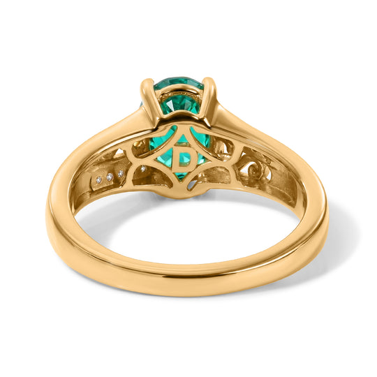 D'Joy Pfau Quarz Triplette, Weißer Zirkon Ring 925 Silber 750 Vergoldet (Größe 20.00) ca. 1,85 ct