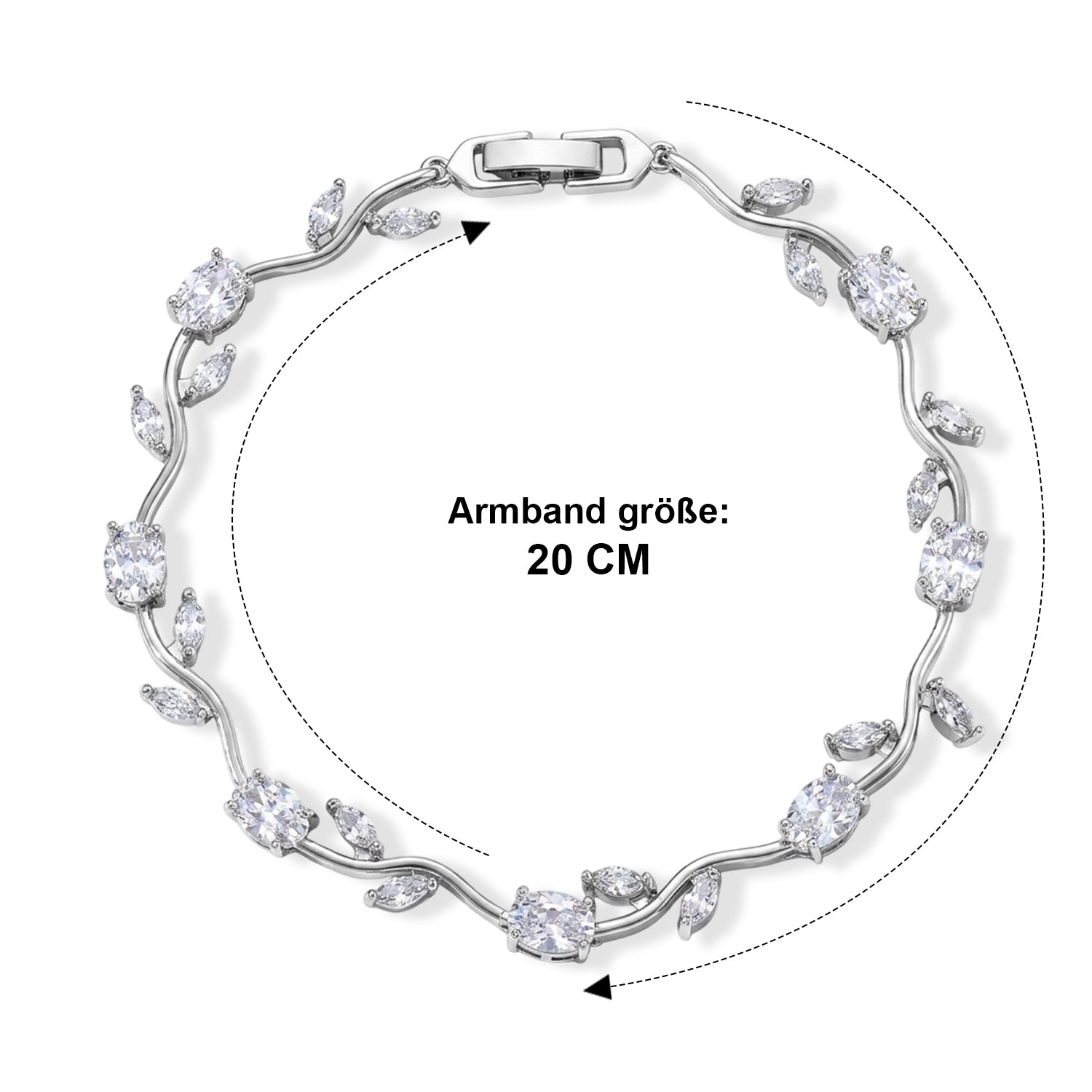 Weißer Zirkonia Armband ca. 20 cm Nickelfreies Messing, Silberfarben