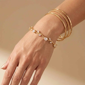 Weißes Zirkonia 20 Armband, Messing vergoldet