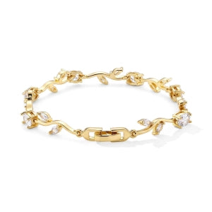 Weißes Zirkonia 20 Armband, Messing vergoldet