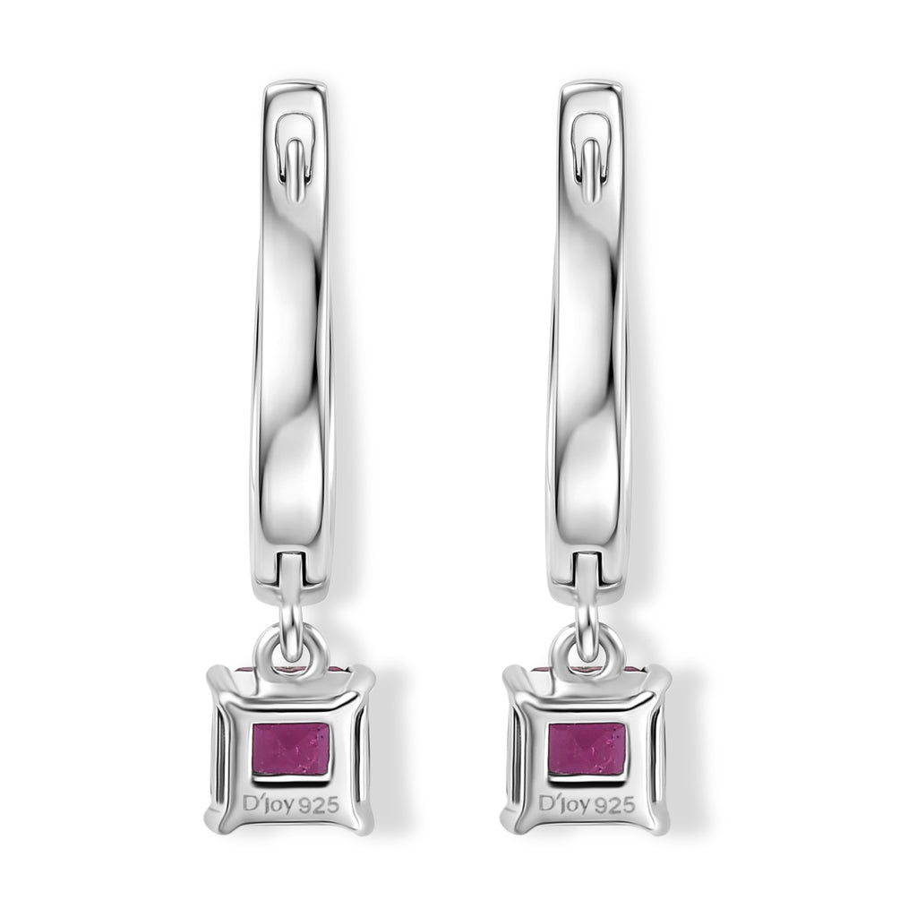 D'Joy AA Afrikanischer Rubin (Fissure gefüllt) Ohrringe 925 Silber Rhodiniert ca. 1,85 ct.