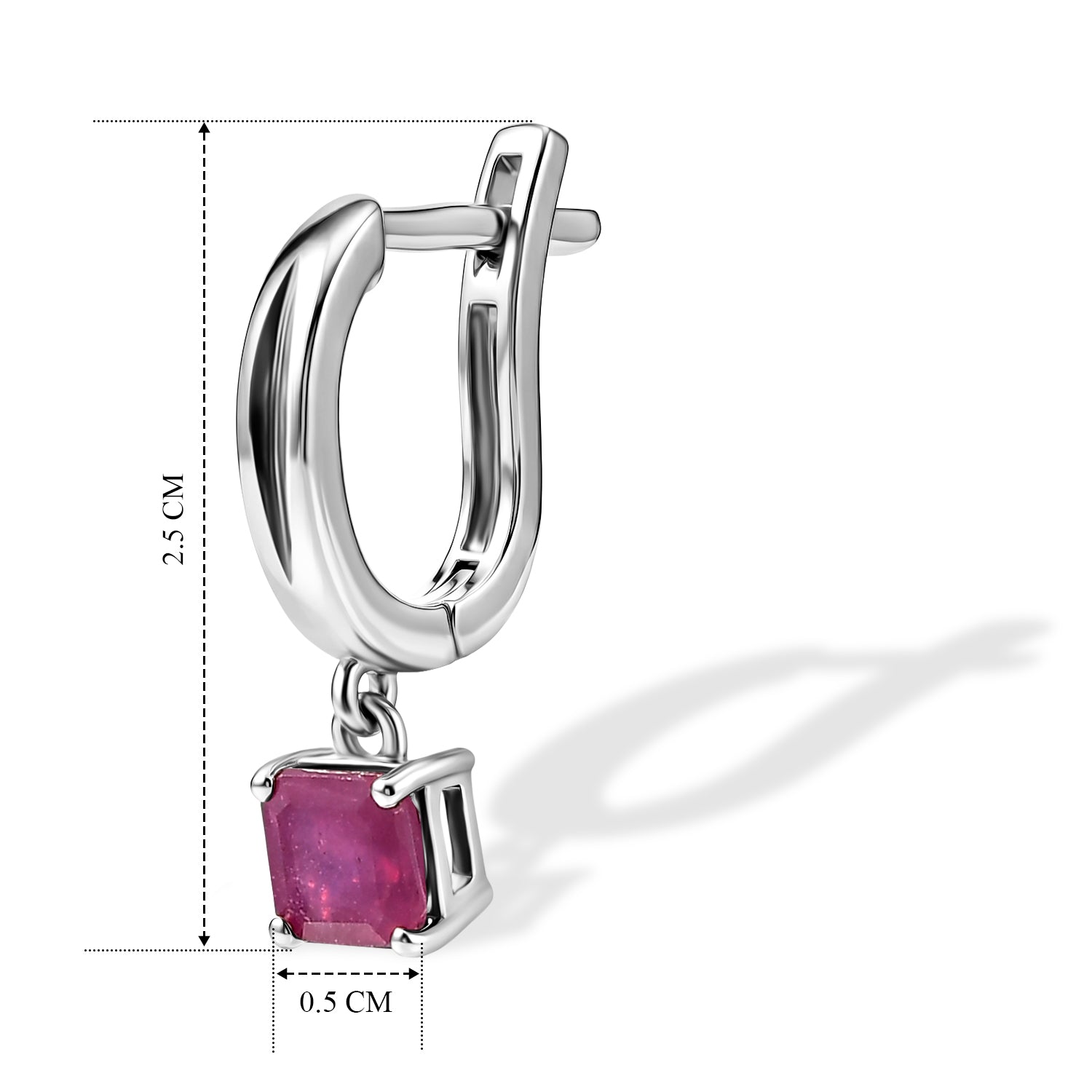 D'Joy AA Afrikanischer Rubin (Fissure gefüllt) Ohrringe 925 Silber Rhodiniert ca. 1,85 ct.