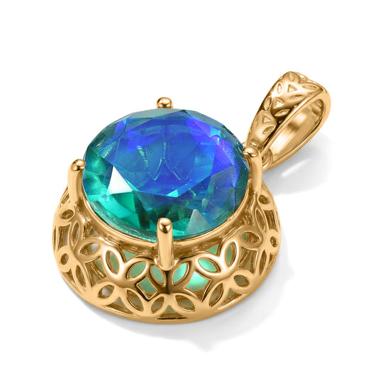 D'Joy Pfau Quarz Triplette Anhänger 925 Silber 750 Vergoldet ca. 3,67 ct.
