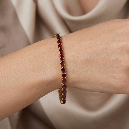 EverTrue Multi Edelstein 18cm Armband, 950 Kupfer mit Gelbgold E-Beschichtung - 17,26 ct.