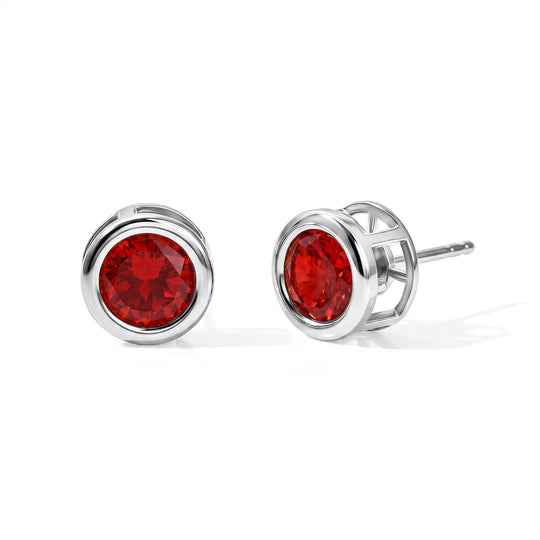 D'Joy Rubin Feuer Triplett Quarz, Ohrringe 925 Silber 750 vergoldet - 3,14 ct.