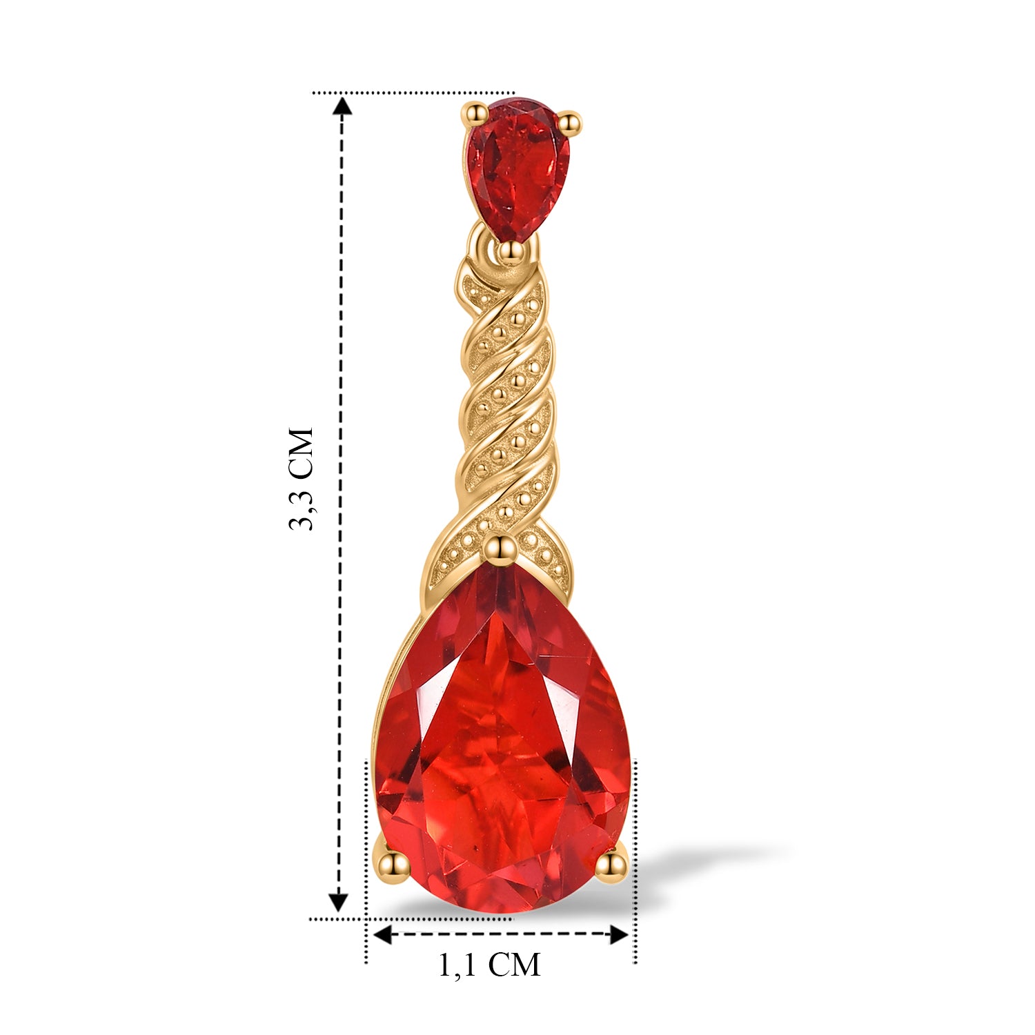 EverTrue Rubin Feuer Triplett Quarz Ohrringe, 950 Kupfer mit Gelbgold E-Beschichtung - 12,56 ct.