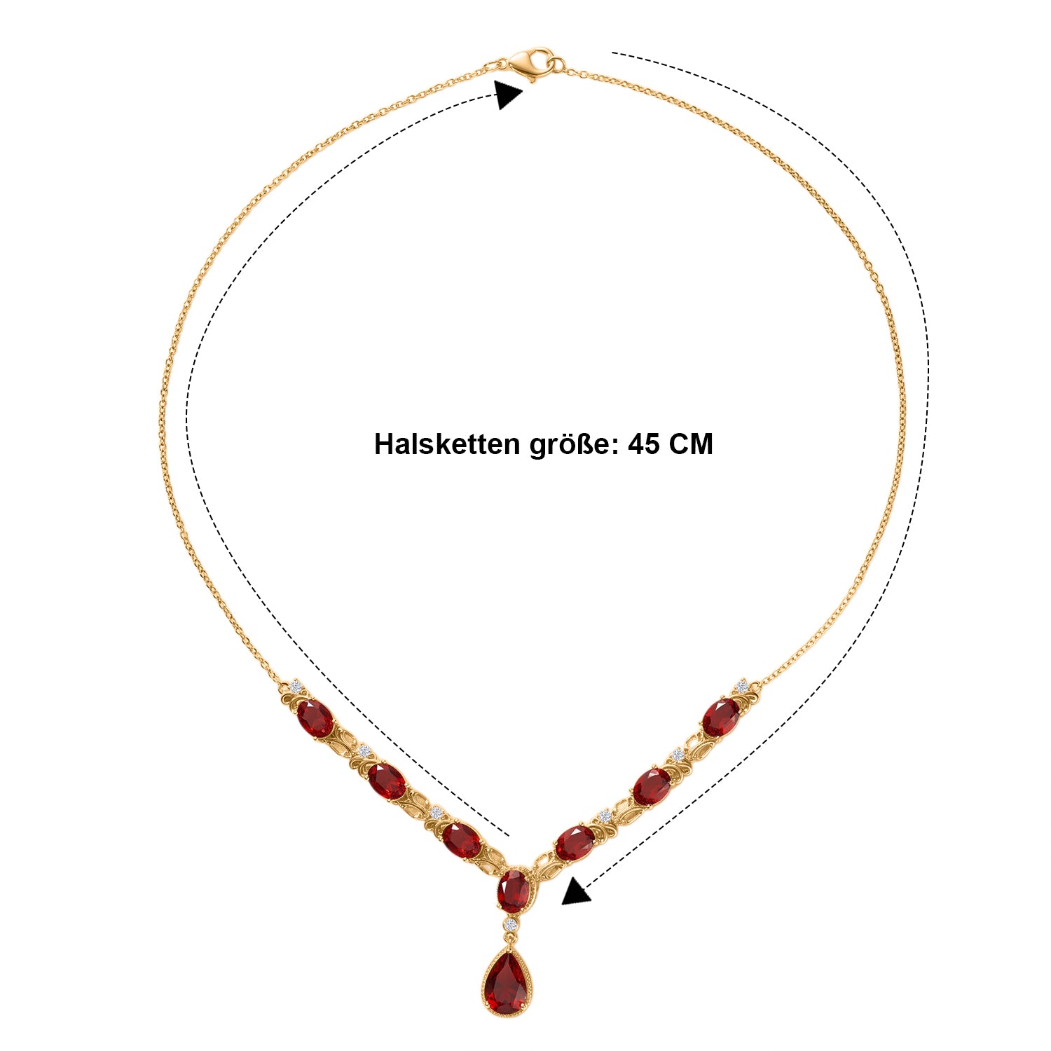 EVER TRUE Rubin-Feuer-Triplett-Quarz Halskette ca. 45 cm 950 Kupfer ca. 14,19 ct.