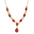 EverTrue Rubin Feuer Triplett Quarz und Zirkon 45cm Halskette, 950 Kupfer mit Gelbgold E-Beschichtung, Edelstahl Kette - 14,19 ct.