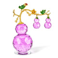 LIVMORE Deko-Ornament mit facettierten Glaskürbissen und goldfarbenem Zierzweig, 20x15cm, Lila