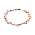 Weißer Zirkonia Armband ca. 20 cm Nickelfreies Messing, Roségoldfarben
