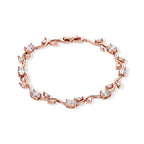 Weißer Zirkonia Armband ca. 20 cm Nickelfreies Messing, Roségoldfarben