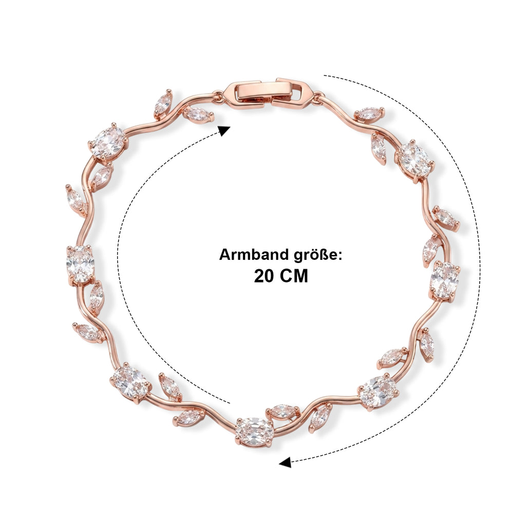 Weißer Zirkonia Armband ca. 20 cm Nickelfreies Messing, Roségoldfarben