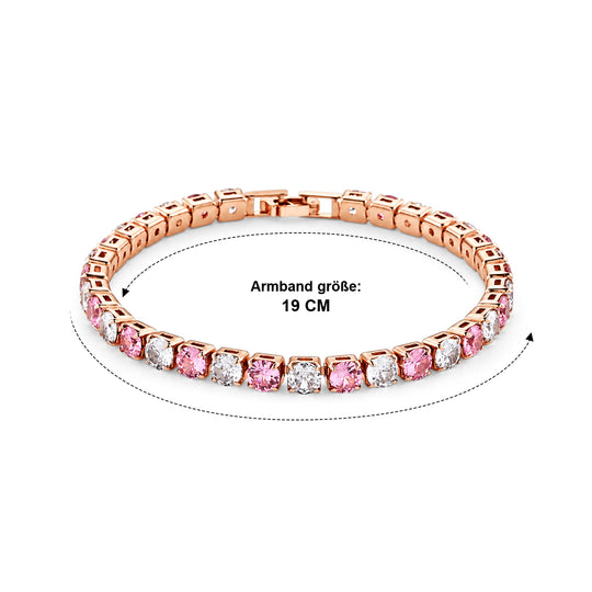 Weißer Zirkonia, Rosa Kristall Armband ca. 19 cm Nickelfreies Messing