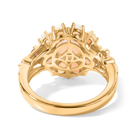 D'Joy AA Natürlicher, äthiopischer Welo Opal Ring 925 Silber Rhodiniert und 750 Gelbgold Vermeil (Größe 19.00) ca. 2,17 ct