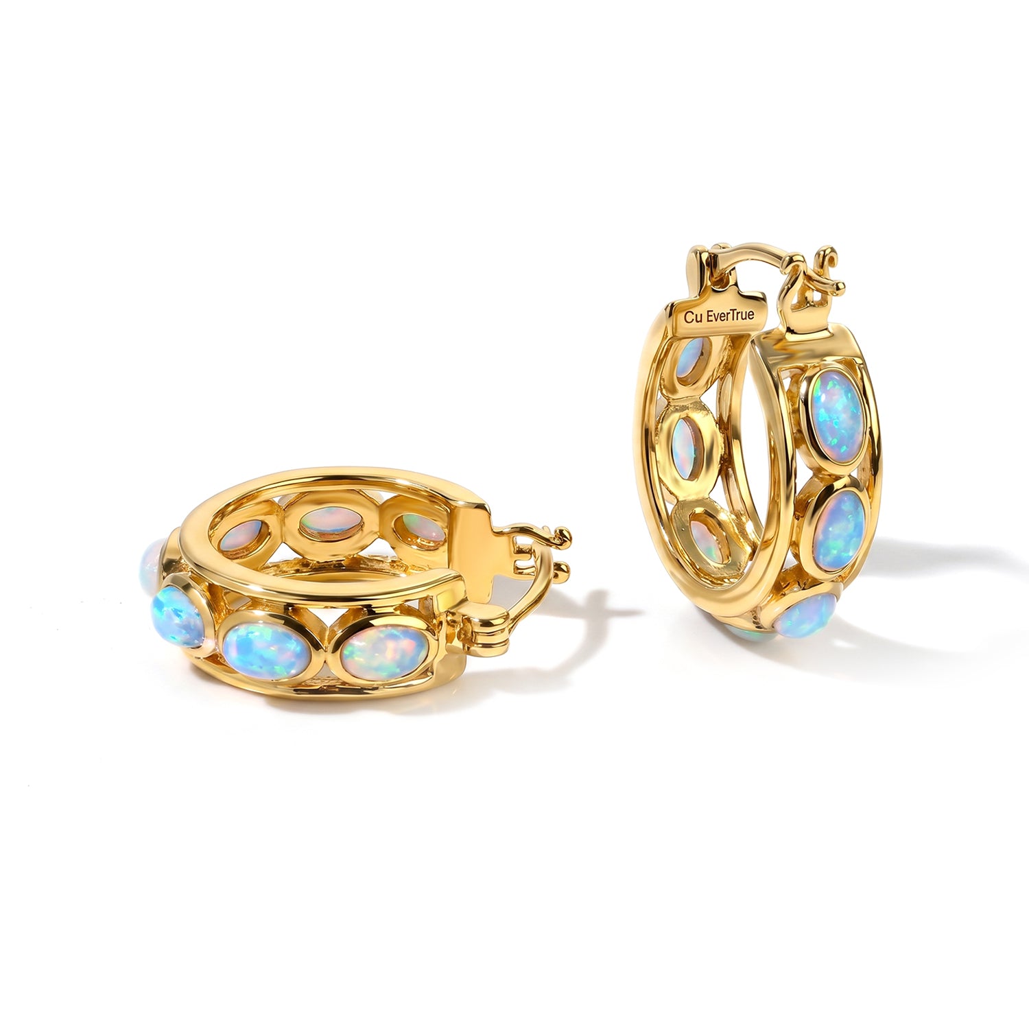 EVER TRUE AA Natürlicher, äthiopischer Welo Opal Ohrringe 950 Kupfer ca. 2,44 ct.