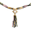 D'Joy Mehrfarbig-Turmalin, Natürlicher, äthiopischer Welo Opal Halskette ca. 45 cm 925 Silber Rhodiniert und 750 Gelbgold Vermeil ca. 72,11 ct.
