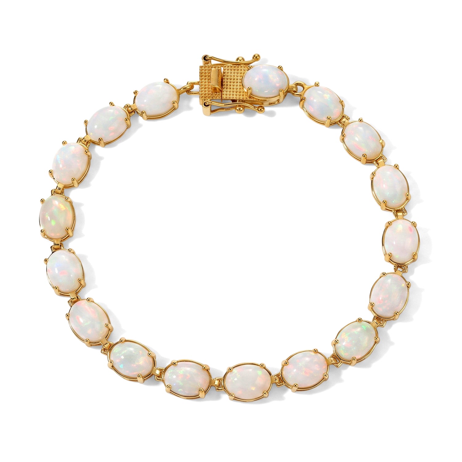 D'Joy AA Natürlicher, äthiopischer Welo Opal Armband ca. 19 cm 925 Silber 750 Gelbgold vermeil ca. 15,27 ct.