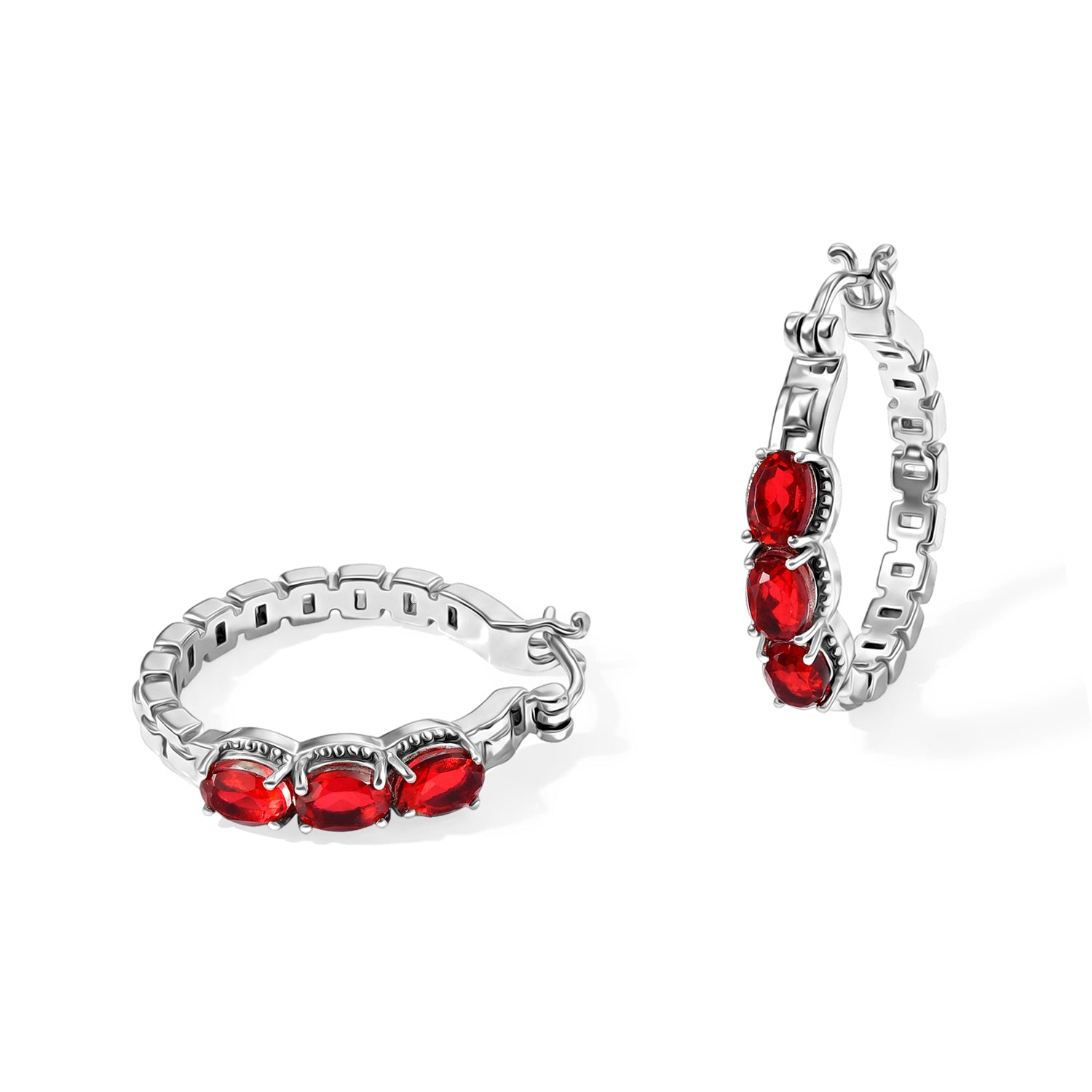 EVER TRUE Rubin-Feuer-Triplett-Quarz Ohrringe 316L Edelstahl ca. 3,35 ct.