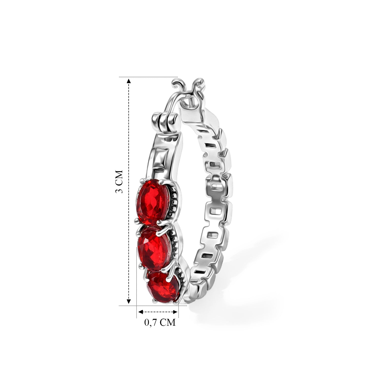 EVER TRUE Rubin-Feuer-Triplett-Quarz Ohrringe 316L Edelstahl ca. 3,35 ct.